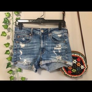 American Eagle High Waisted Distressed Shorts
